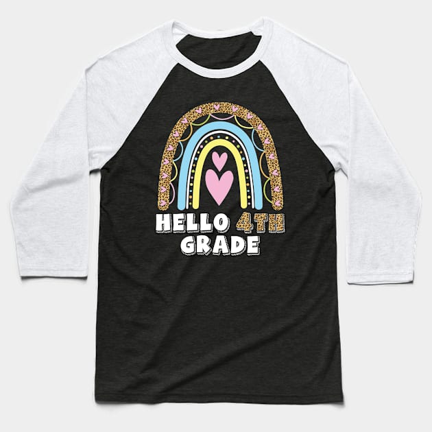 Heart Rainbow Teacher Student Back To School Hello 4th Grade Baseball T-Shirt by DainaMotteut